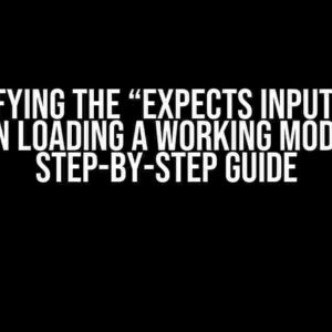 Demystifying the “Expects Inputs Error” When Loading a Working Model: A Step-by-Step Guide